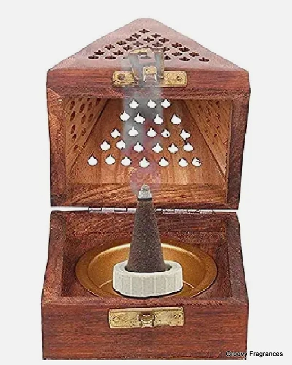 Groovy Fragrances New Antiq Wooden Bakhoor/Dhoop/Aromo Oil/Kapoor Incense Burner