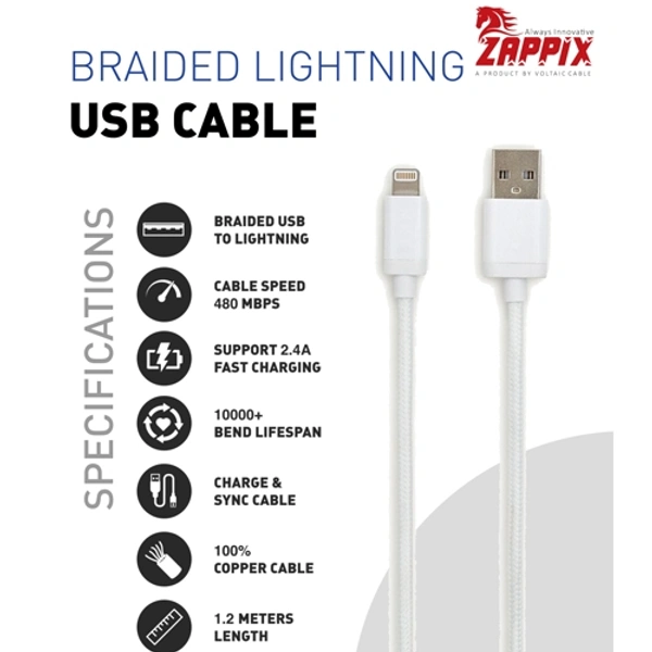 VOLTAIC ZAPPIX LIGHTNING USB BRAIDED CABLE - USB