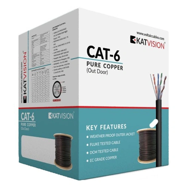 VOLTAIC (KATVISION) CAT6 OUTDOOR SINGLE JACKET BLACK LDPE 305 MTR BOX - Black
