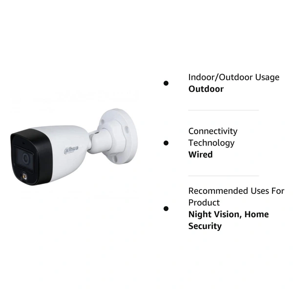 DAHUA Dahua Wired 2MP 20 Mtrs Full Colour HD Bullet Camera DH-HAC-HFW1209CP-LED - White
