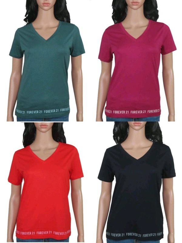 Ladies V Neck Mixed T -Shirt XF3