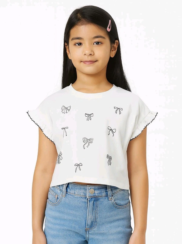 Girals Glitter Printed Crop Top 0A6