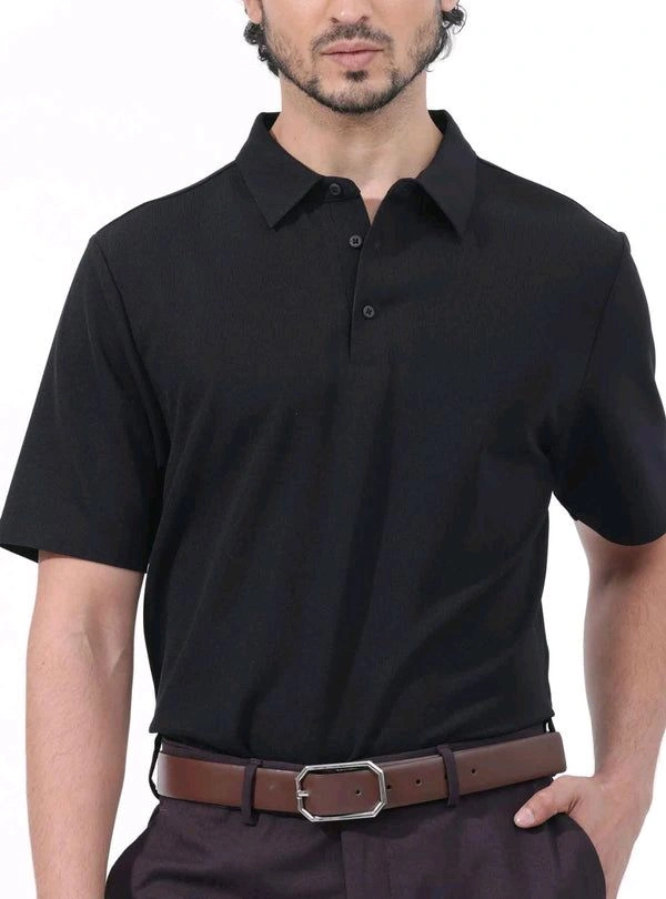 Mens Black Collar T-shirt 