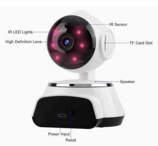 MiniXR V380 Pro Wireless HD Security CCTV Camera Night Vision Supports up to 64gb SD Card (White) - White