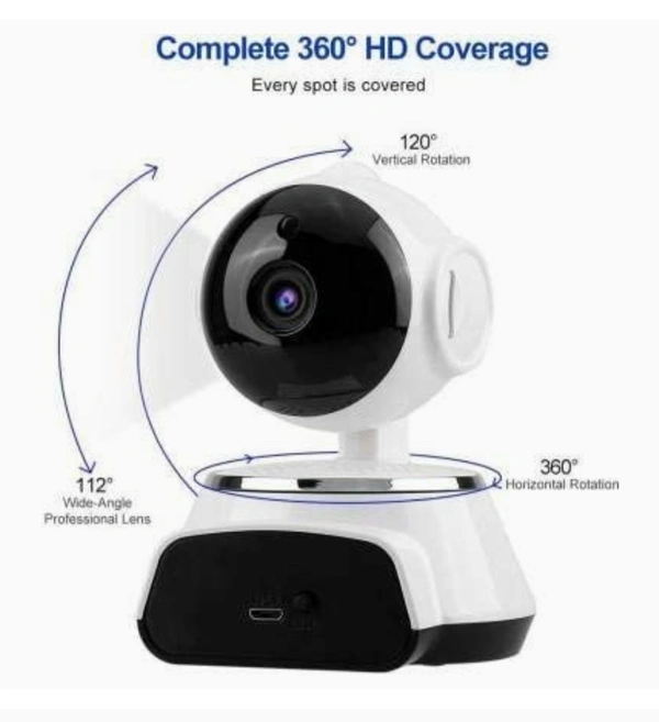 MiniXR V380 Pro Wireless HD Security CCTV Camera Night Vision Supports up to 64gb SD Card (White) - White