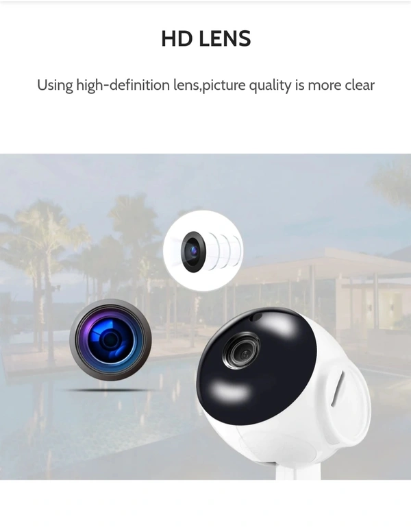 MiniXR V380 Pro Wireless HD Security CCTV Camera Night Vision Supports up to 64gb SD Card (White) - White