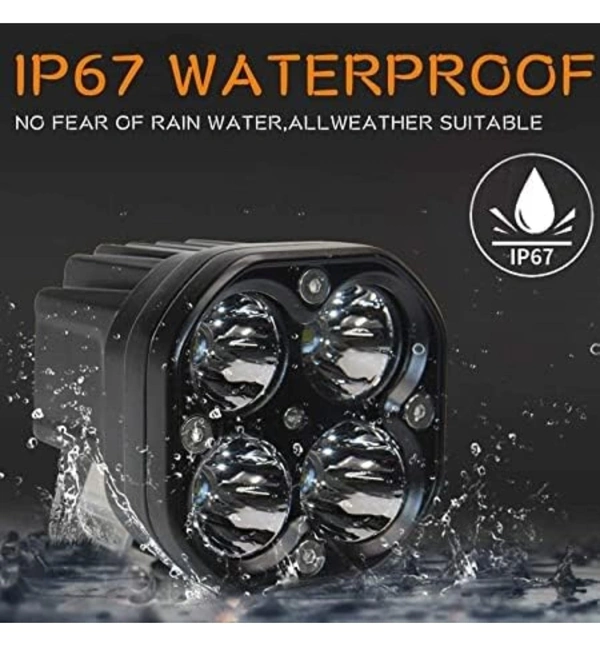 ELTRON TURBO 1 Month Warranty Original Imported 12V DC Power 4 LED Fog Light, Waterproof Head Lamp, Bar Light Universal For All Motorcycle, Bikes, Scooty (Pack of 2, Free On/Off Switch, White