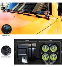 ELTRON TURBO 1 Month Warranty Original Imported 12V DC Power 4 LED Fog Light, Waterproof Head Lamp, Bar Light Universal For All Motorcycle, Bikes, Scooty (Pack of 2, Free On/Off Switch, White