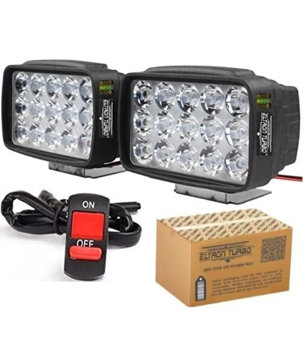 ELTRON TURBO ELT541HT856 12V DC Power Imported Original 15 LED Fog Light Waterproof, Head Lamp Universal Bar Light Anti-Fog Off-Roading Driving For All Bikes, Scooty, Motorcycle (Pack of 2), White