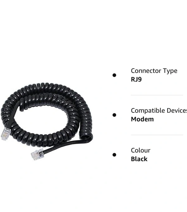 RAYO Telephone Handset Phone Receiver Cable Cord Wire - Black (Pack of 2) - Black
