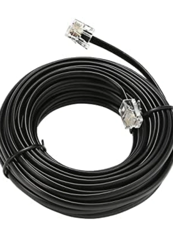 HAKUHO Telephone Line Cord Telephone Extension Cord 2 Pin, 1 Line Rj11 Male To Male Cable Or Landline, Phone, Modem Or Fax Machine (Black, 10 Meter) - Black