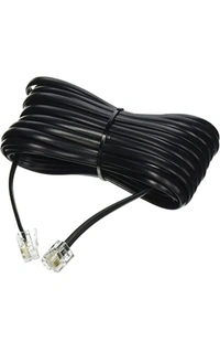 HAKUHO Telephone Line Cord Telephone Extension Cord 2 Pin, 1 Line Rj11 Male To Male Cable Or Landline, Phone, Modem Or Fax Machine (Black, 10 Meter) - Black