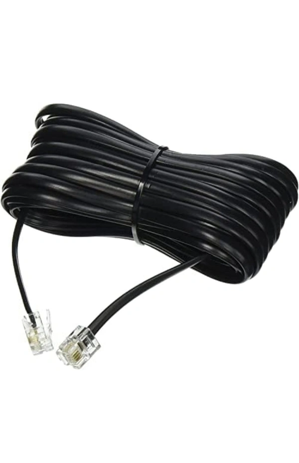 HAKUHO Telephone Line Cord Telephone Extension Cord 2 Pin, 1 Line Rj11 Male To Male Cable Or Landline, Phone, Modem Or Fax Machine (Black, 10 Meter) - Black