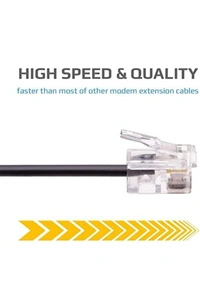 Ann-Tech™ Telephone Modem Line Cord Cable, RJ11 Plug to Plug 20 Meter - Black