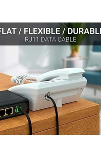 Ann-Tech™ Telephone Modem Line Cord Cable, RJ11 Plug to Plug 20 Meter - Black
