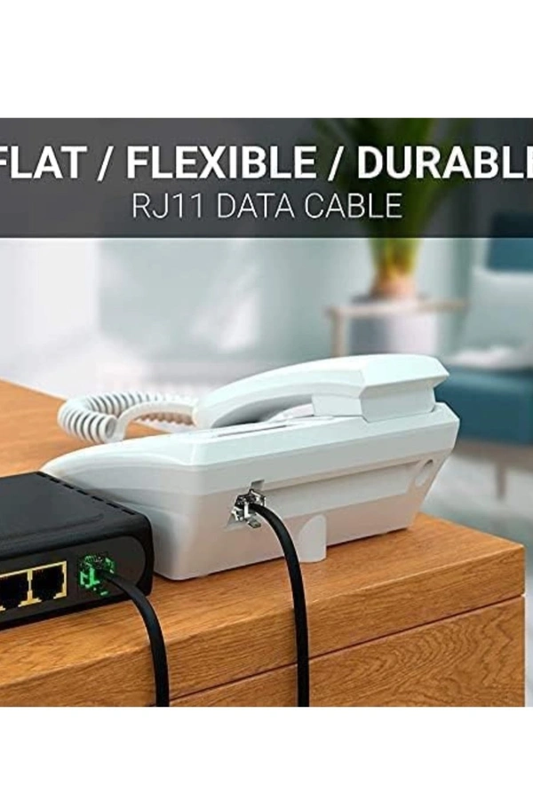 Ann-Tech™ Telephone Modem Line Cord Cable, RJ11 Plug to Plug 20 Meter - Black