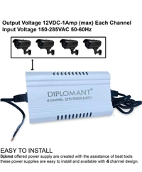 Elove 5 Amp (12VDC) 4 Channel SMPS for CCTV [Iron Powder Coated Material] Power Supply Adapter up to 4 CCTV Security Cameras for Video Surveillance Camera System, Dome, Bullet Cameras - Black