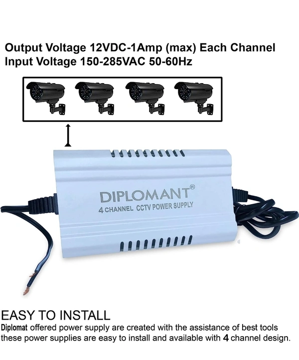 Elove 5 Amp (12VDC) 4 Channel SMPS for CCTV [Iron Powder Coated Material] Power Supply Adapter up to 4 CCTV Security Cameras for Video Surveillance Camera System, Dome, Bullet Cameras - Black