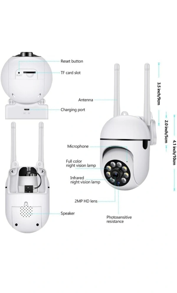 Full HD Wi-fi Wireless IP CCTV Security Camera Light Vision, Night Vision Remote Indoor 1080p V380 Pro App 360 Degree Watch Live Streaming