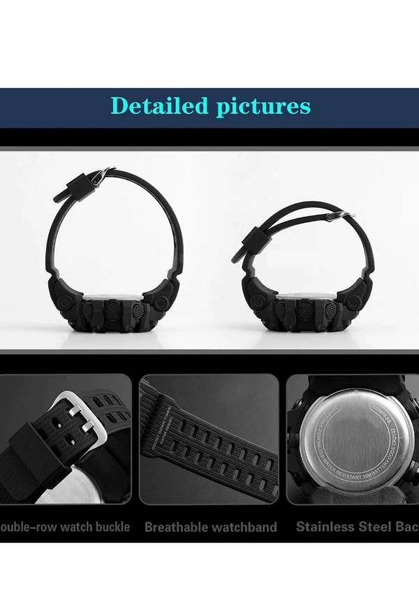 Shocknshop Digital Sports Multi Functional Black Dial Watch for Mens Boys -315RED