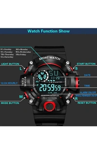 Shocknshop Digital Sports Multi Functional Black Dial Watch for Mens Boys -315RED