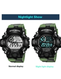 Shocknshop Digital Sports Multi Functional Black Dial Watch for Mens Boys -315RED - Olivetone