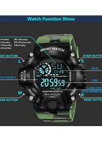 Shocknshop Digital Sports Multi Functional Black Dial Watch for Mens Boys -315RED - Olivetone