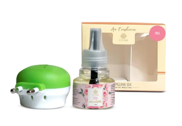 EKAM Rose Scented Summer Delights Home Fragrance Oil Automatic Air Room Fresheners Plug-In Kit With 45Ml Refill Used For Home Freshener, Room Freshener, Bathrrom Freshener, Office Freshener