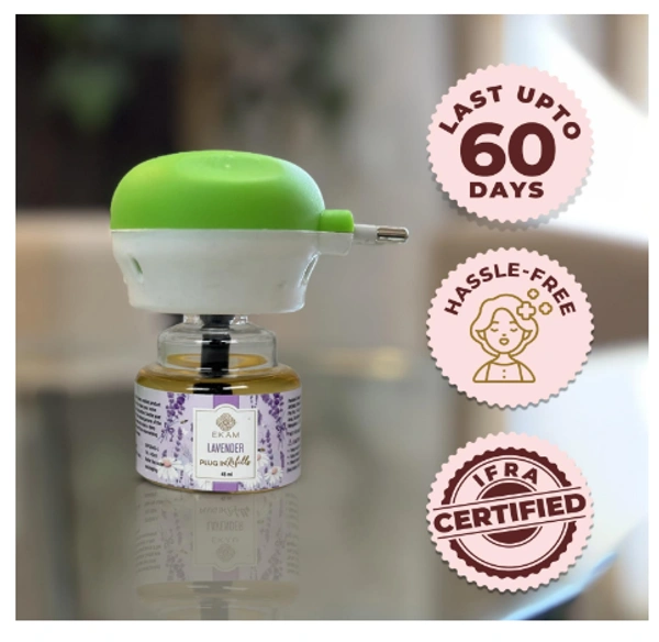 EKAM Lavender Oil Scented Summer Delights Home Fragrance Automatic Air Room Fresheners Plug-In Kit With 45Ml Refill Used For Home Freshener, Room Freshener, Bathrrom Freshener, Office Freshener