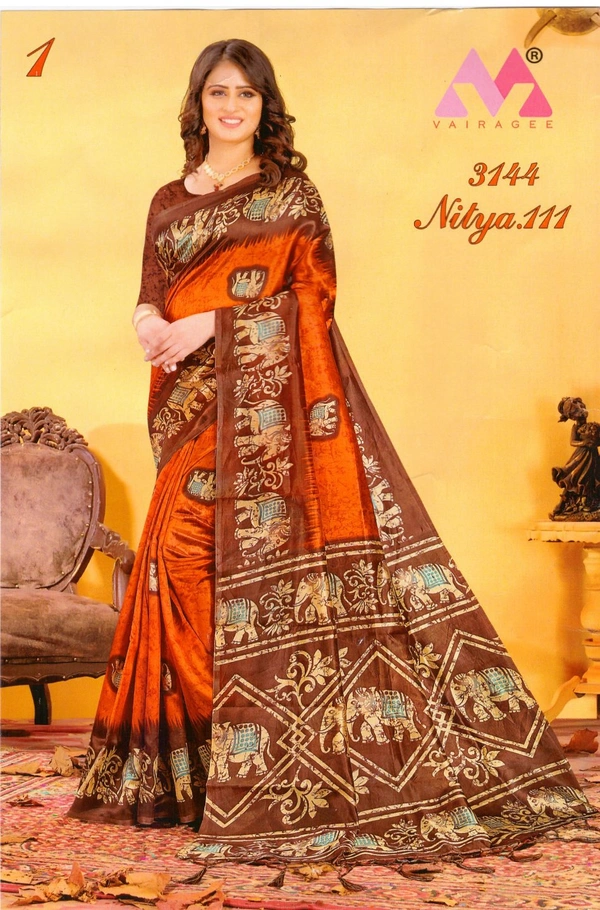 Cotton Silk Saree  - Maroon, Free