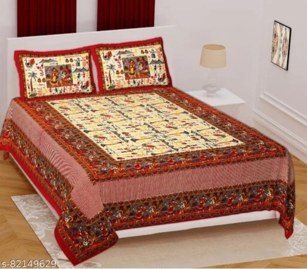 SHREE SHYAM FABRICS Shree Shyam Fabrics Red Colour Bed-Sheet TC144 - Red, KING