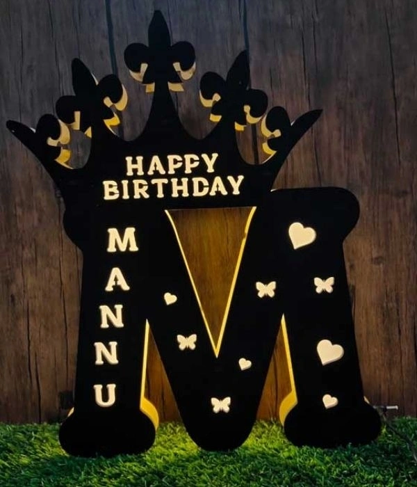 Alphabet Led Name Frame - Black, 12 Inch