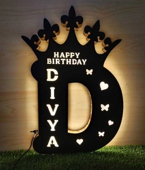 Alphabet Led Name Frame - Black, 12 Inch