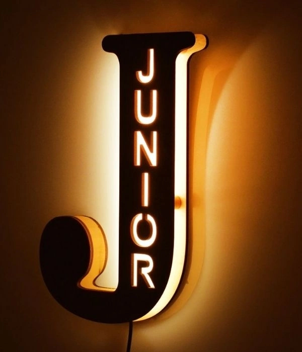 Alphabet Led Name Frame - Black, 12 Inch