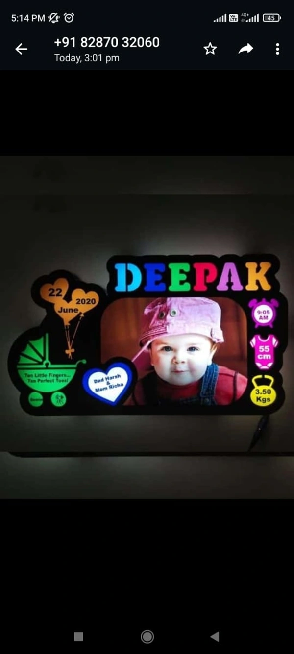 Led Baby Frame - Mix, 9 Inch By 12 Inch