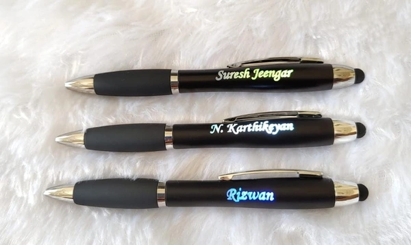 Led Pen With Name - Black With Led