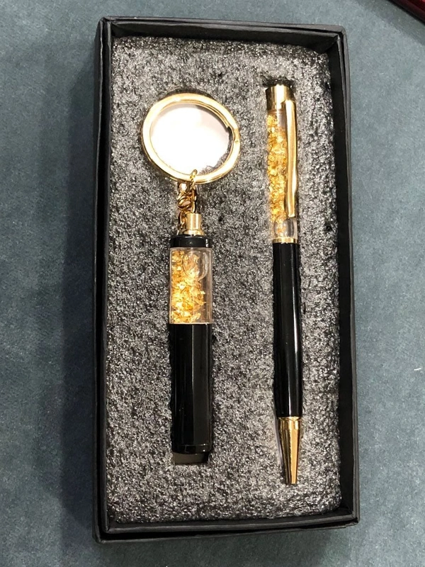 Gold Pen And Key Chain Combo - Black And Gold, Mix