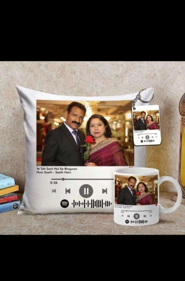 Mug + Pillow + Keychain Combo - White, Pillow12*12 White Mug & Keychain