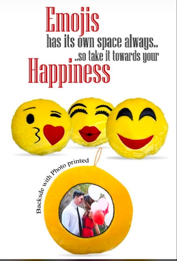 Emoji Round Pillw - Yellow, 16*16