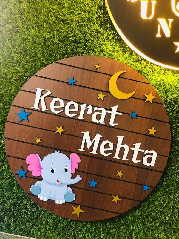 Wooden name Plate  - Brown, 12*12 Inch