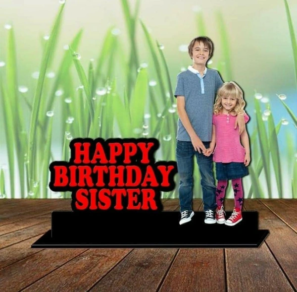 Wooden Name And Picture Table Top - 8*8 Inch