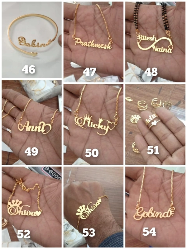 Name Brass Pandant - Silver, Mix