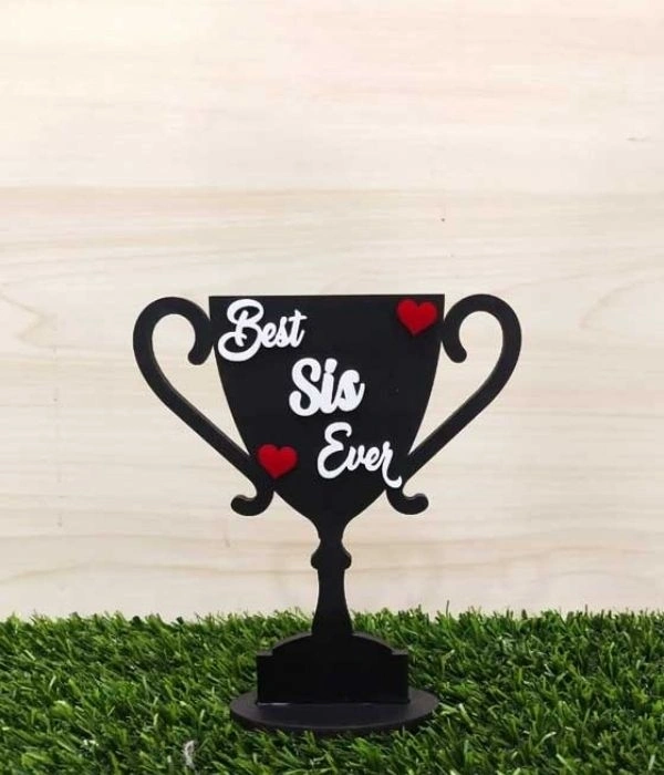 Customize Wooden Trophy - Black, 8 Inch