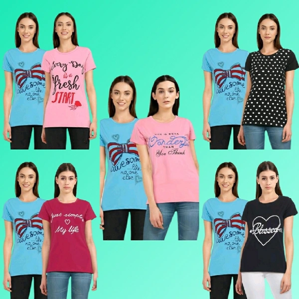 Combi (pack Of 2) Cotton Women T-shirt  - XXL (44in,  Length upto 26in) 