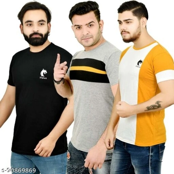 Men's look Style Multicolor Cotton T-shirt Combo  - L