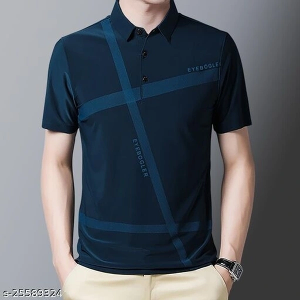 Eyebogler Men's Regular Fit Polo Neck Logo Printed T Shirt - XL