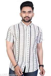 Men's Premium Cotton Casual Classy Vouge Half Sleeve Shirt  - XL