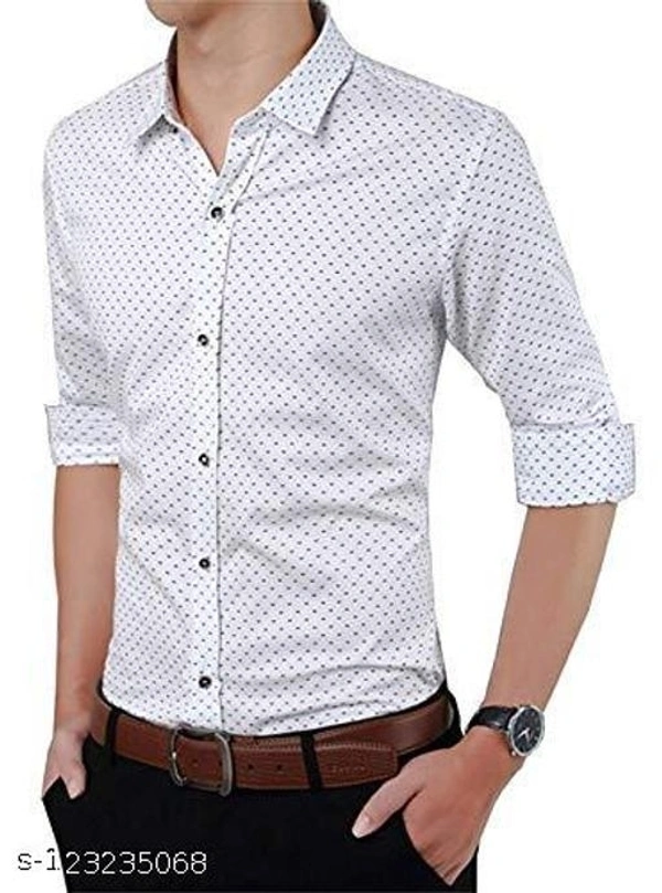 Polka Print Dotted Cotton Shirt For Men  - M