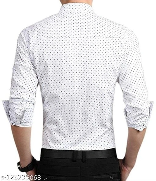 Polka Print Dotted Cotton Shirt For Men  - L