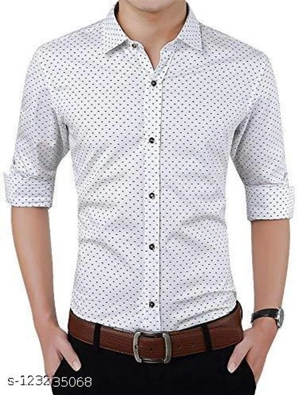 Polka Print Dotted Cotton Shirt For Men  - XL